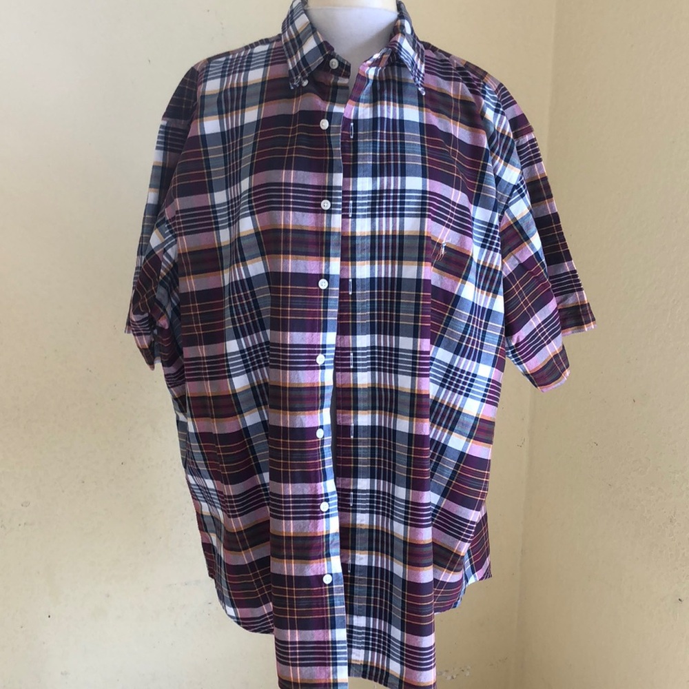 Ralph Lauren Men’s Plaid Shortsleeved Button Down Casual Shirt, Size 2XB/2TG